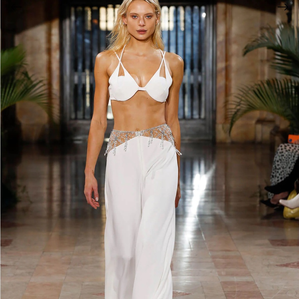 PatBO SET - Molded Bustier Top + Hand-Beaded Wide Leg Pant (Perfect for Bridal)